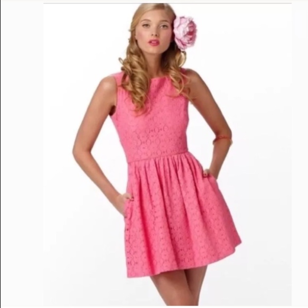 Lilly Pulitzer Fit Flare Cut Out Short Lace Dress